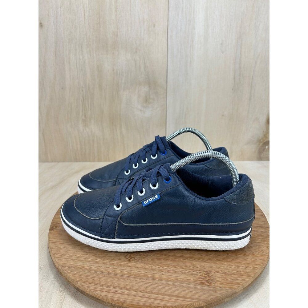 Crocs Bradyn Blue Leather Athletic Golfing Shoes Mens Size 7